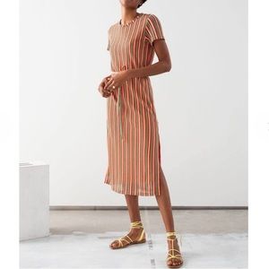 & Other Stories Paris Atelier Striped belted T-shirt dress 0